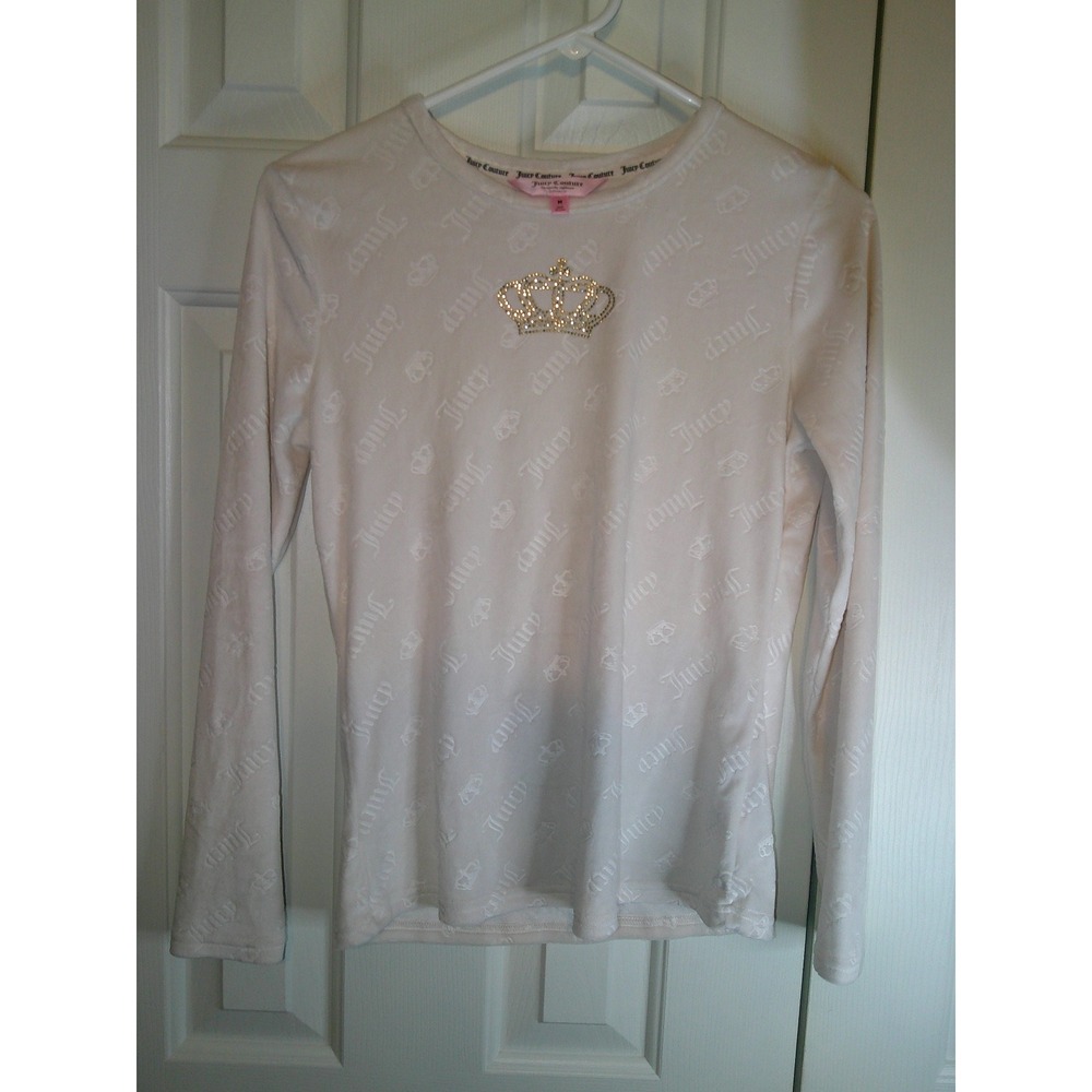 Juicy Couture Long Sleeve Top Crown Logo Sleepwear Shirt SUPER SOFT Pink M